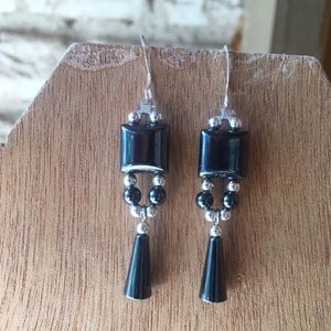 Sterling silver and hematite earrings
